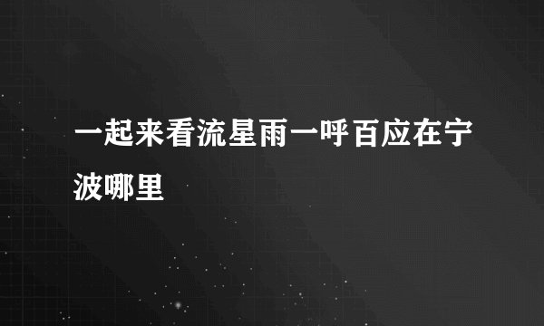 一起来看流星雨一呼百应在宁波哪里