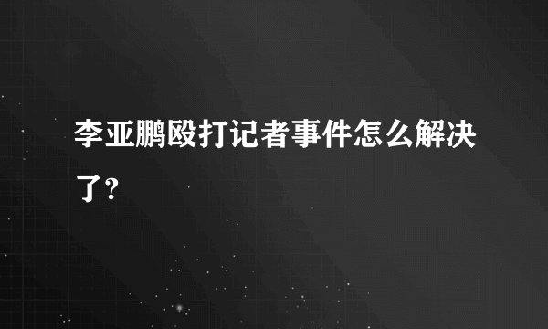 李亚鹏殴打记者事件怎么解决了?