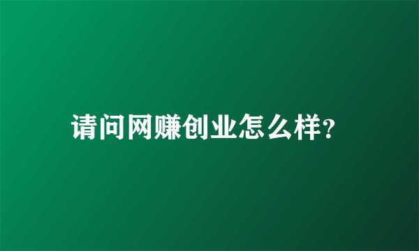 请问网赚创业怎么样？