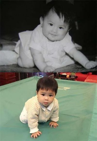 黄圣依童年照曝光和两个儿子像吗？