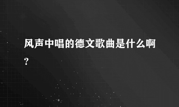 风声中唱的德文歌曲是什么啊?