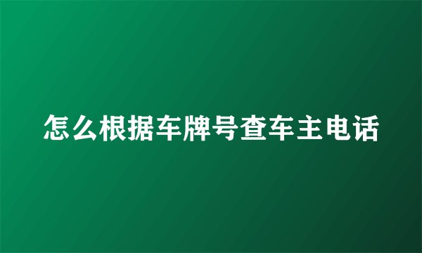 怎么根据车牌号查车主电话