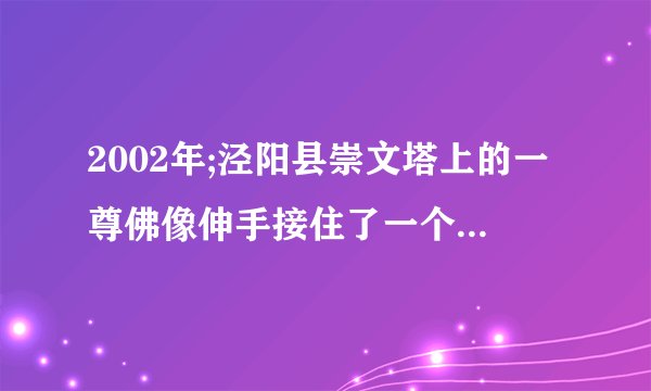 2002年;泾阳县崇文塔上的一尊佛像伸手接住了一个从12层掉下的小女孩，目击人数超过百人，轰动一时