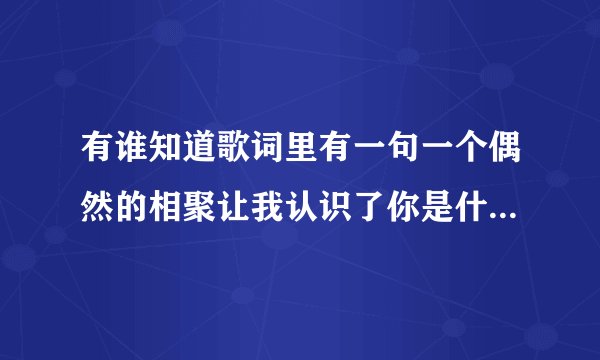 有谁知道歌词里有一句一个偶然的相聚让我认识了你是什么歌名？