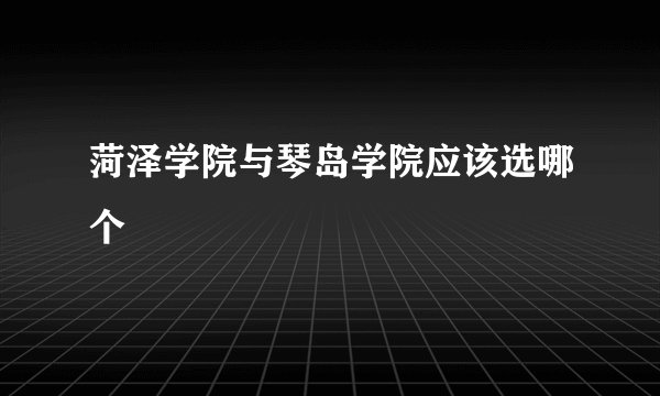 菏泽学院与琴岛学院应该选哪个