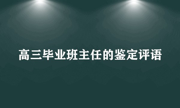 高三毕业班主任的鉴定评语