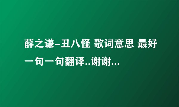 薛之谦-丑八怪 歌词意思 最好一句一句翻译..谢谢了 我要的不是复制和歌词