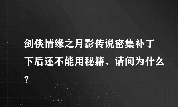 剑侠情缘之月影传说密集补丁下后还不能用秘籍，请问为什么？