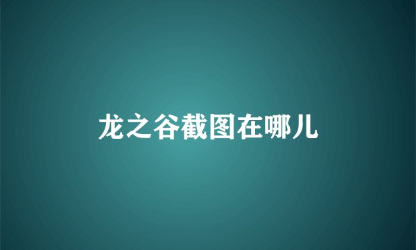 龙之谷截图在哪儿