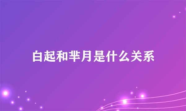 白起和芈月是什么关系