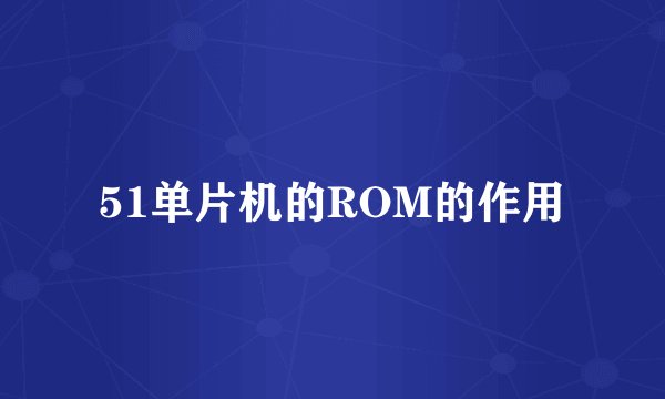 51单片机的ROM的作用