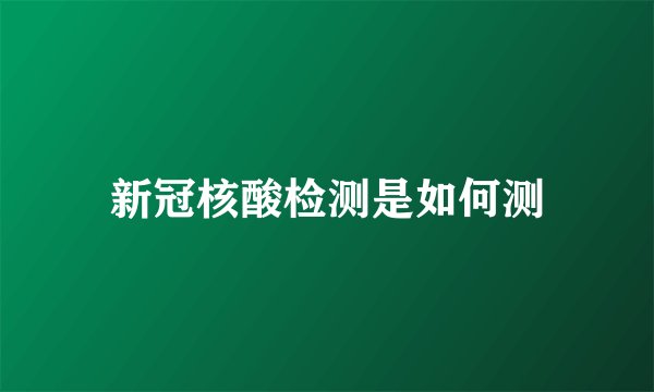 新冠核酸检测是如何测