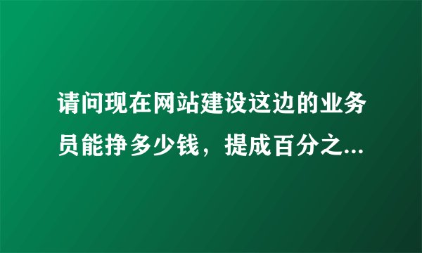 请问现在网站建设这边的业务员能挣多少钱，提成百分之多少底薪多少啊？