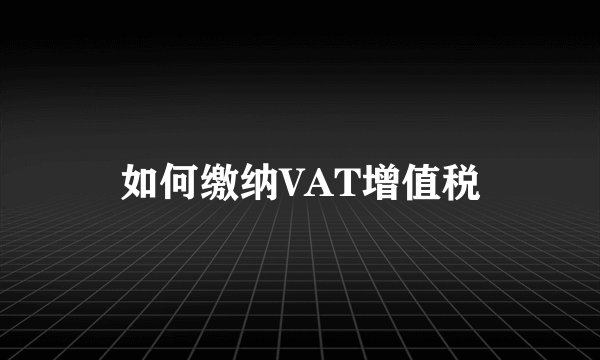 如何缴纳VAT增值税