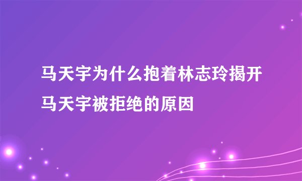 马天宇为什么抱着林志玲揭开马天宇被拒绝的原因