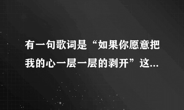 有一句歌词是“如果你愿意把我的心一层一层的剥开”这首歌的歌名是什么