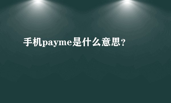 手机payme是什么意思？