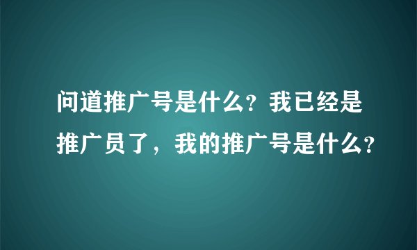 问道推广号是什么？我已经是推广员了，我的推广号是什么？