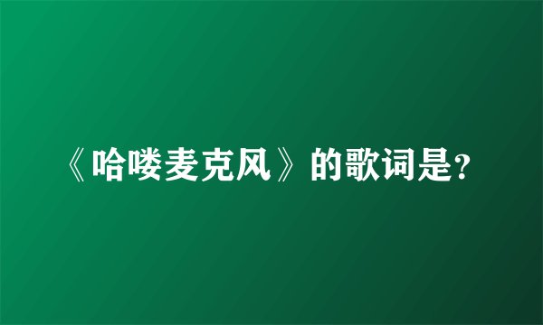 《哈喽麦克风》的歌词是？