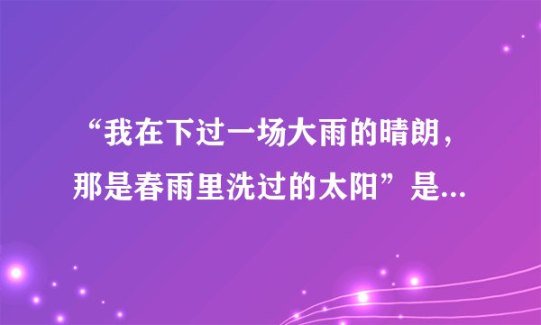 “我在下过一场大雨的晴朗，那是春雨里洗过的太阳”是哪首歌的歌词？