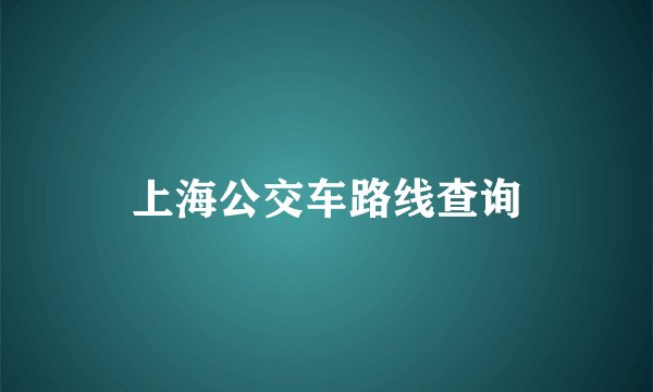 上海公交车路线查询