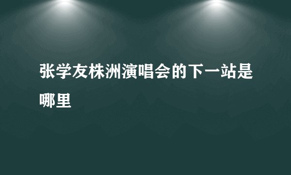 张学友株洲演唱会的下一站是哪里