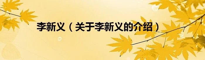 李新义（关于李新义的介绍）