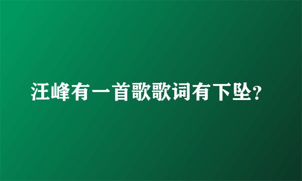 汪峰有一首歌歌词有下坠？
