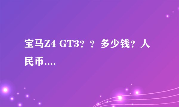 宝马Z4 GT3？？多少钱？人民币....