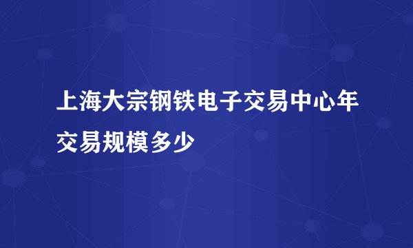 上海大宗钢铁电子交易中心年交易规模多少