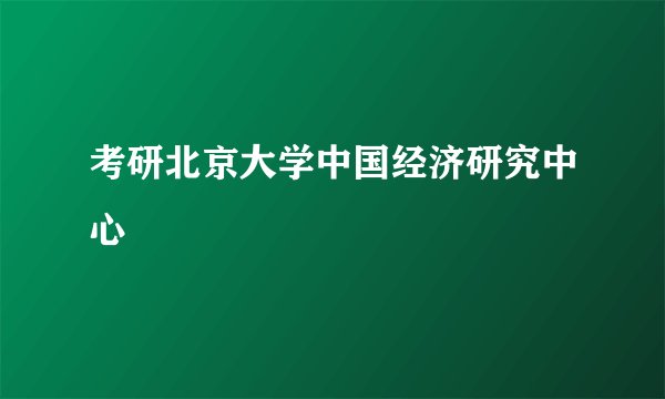考研北京大学中国经济研究中心