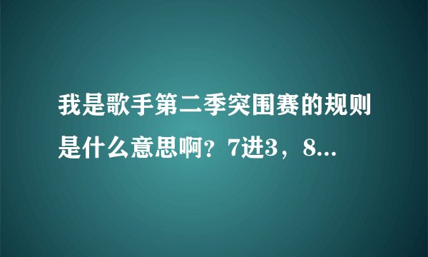 我是歌手第二季突围赛的规则是什么意思啊？7进3，8进4是什么意思？