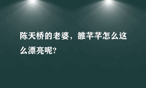 陈天桥的老婆，雒芊芊怎么这么漂亮呢?