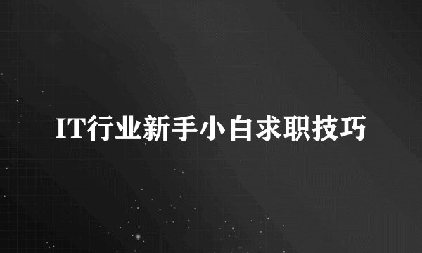 IT行业新手小白求职技巧