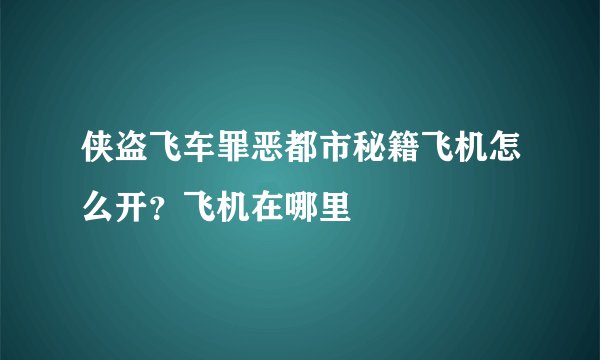 侠盗飞车罪恶都市秘籍飞机怎么开？飞机在哪里