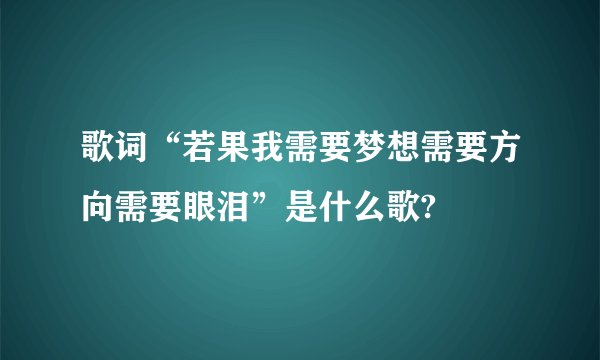 歌词“若果我需要梦想需要方向需要眼泪”是什么歌?