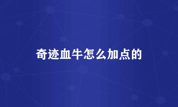 奇迹血牛怎么加点的