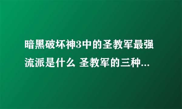 暗黑破坏神3中的圣教军最强流派是什么 圣教军的三种最强流派推荐