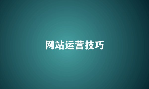 网站运营技巧