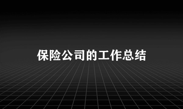 保险公司的工作总结