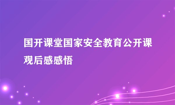 国开课堂国家安全教育公开课观后感感悟