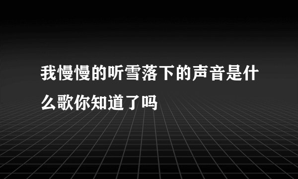 我慢慢的听雪落下的声音是什么歌你知道了吗