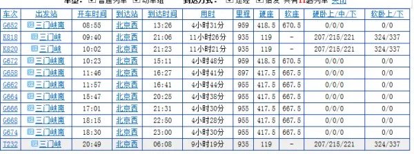 三门到北京高铁时刻表