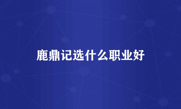 鹿鼎记选什么职业好