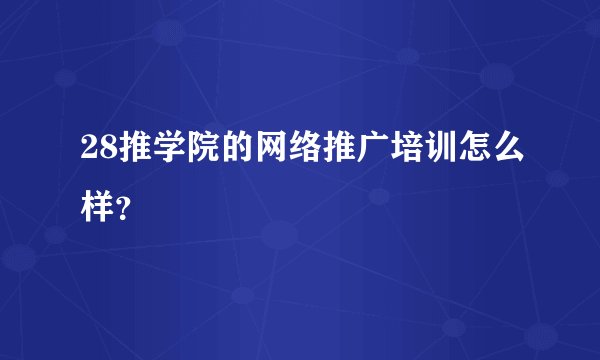 28推学院的网络推广培训怎么样？