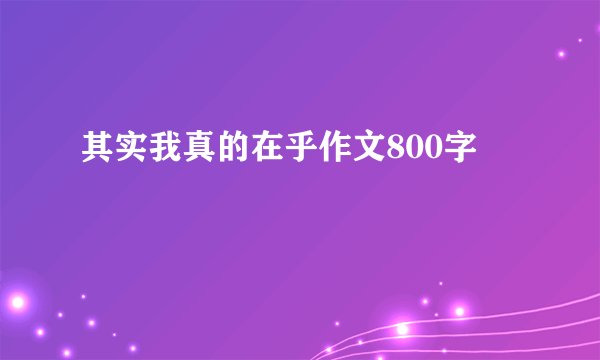 其实我真的在乎作文800字