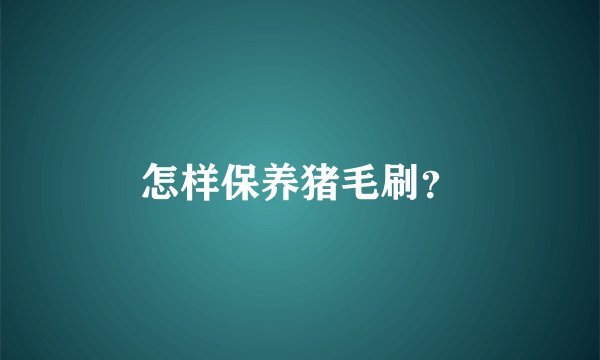 怎样保养猪毛刷？