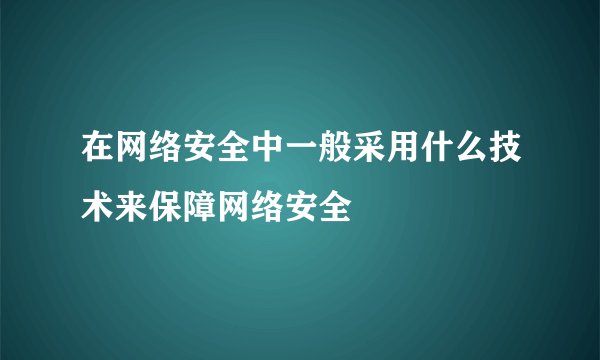 在网络安全中一般采用什么技术来保障网络安全