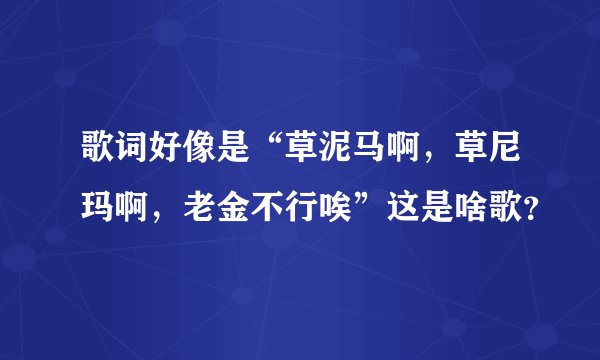歌词好像是“草泥马啊，草尼玛啊，老金不行唉”这是啥歌？