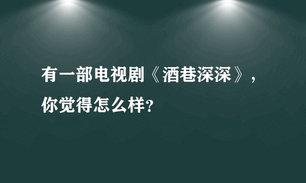 有一部电视剧《酒巷深深》，你觉得怎么样？